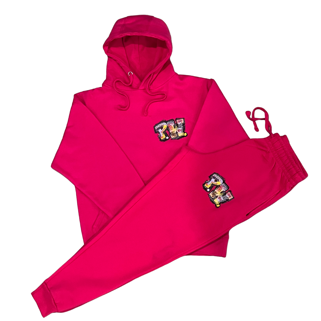 PW Graffiti Sweatsuit - Fuchsia Pink