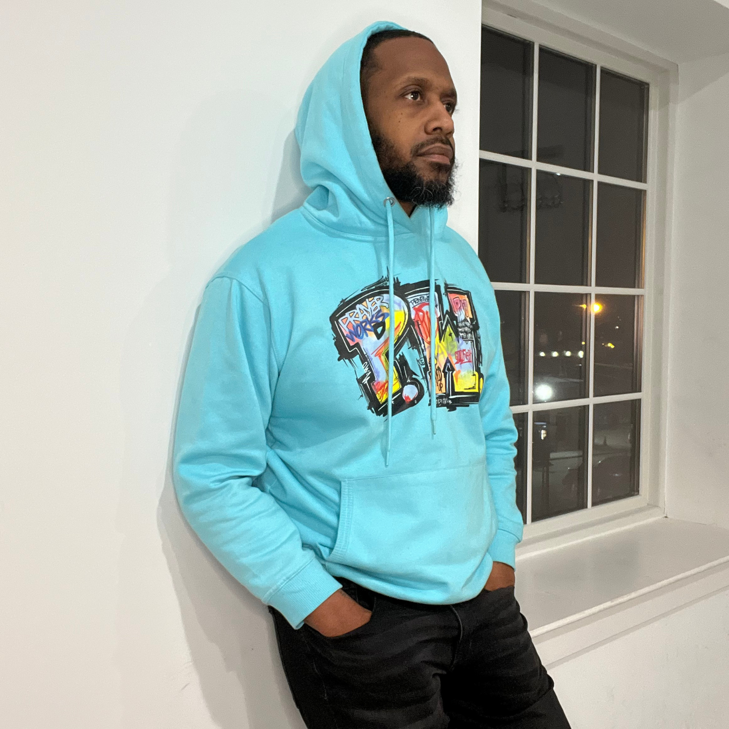 PW Graffiti Hoodie - Bright Blue