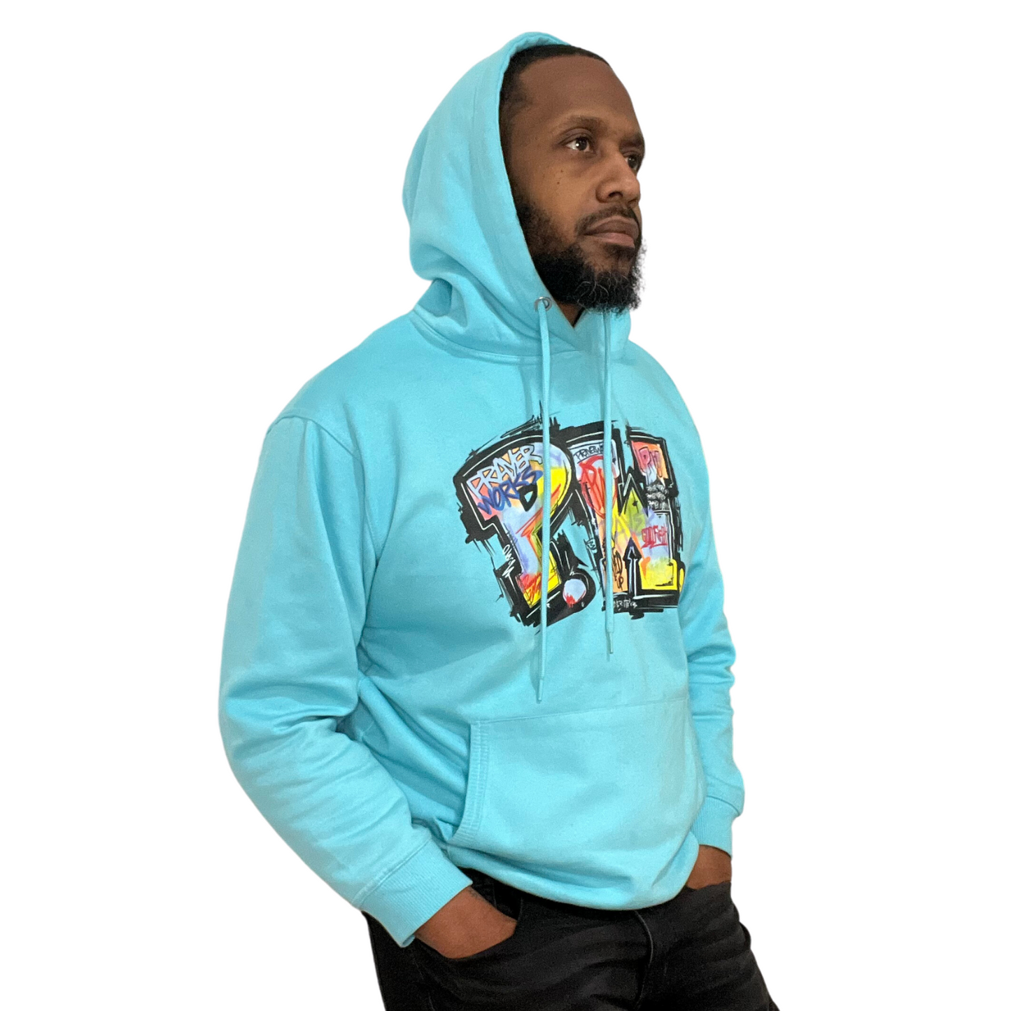 PW Graffiti Hoodie - Bright Blue