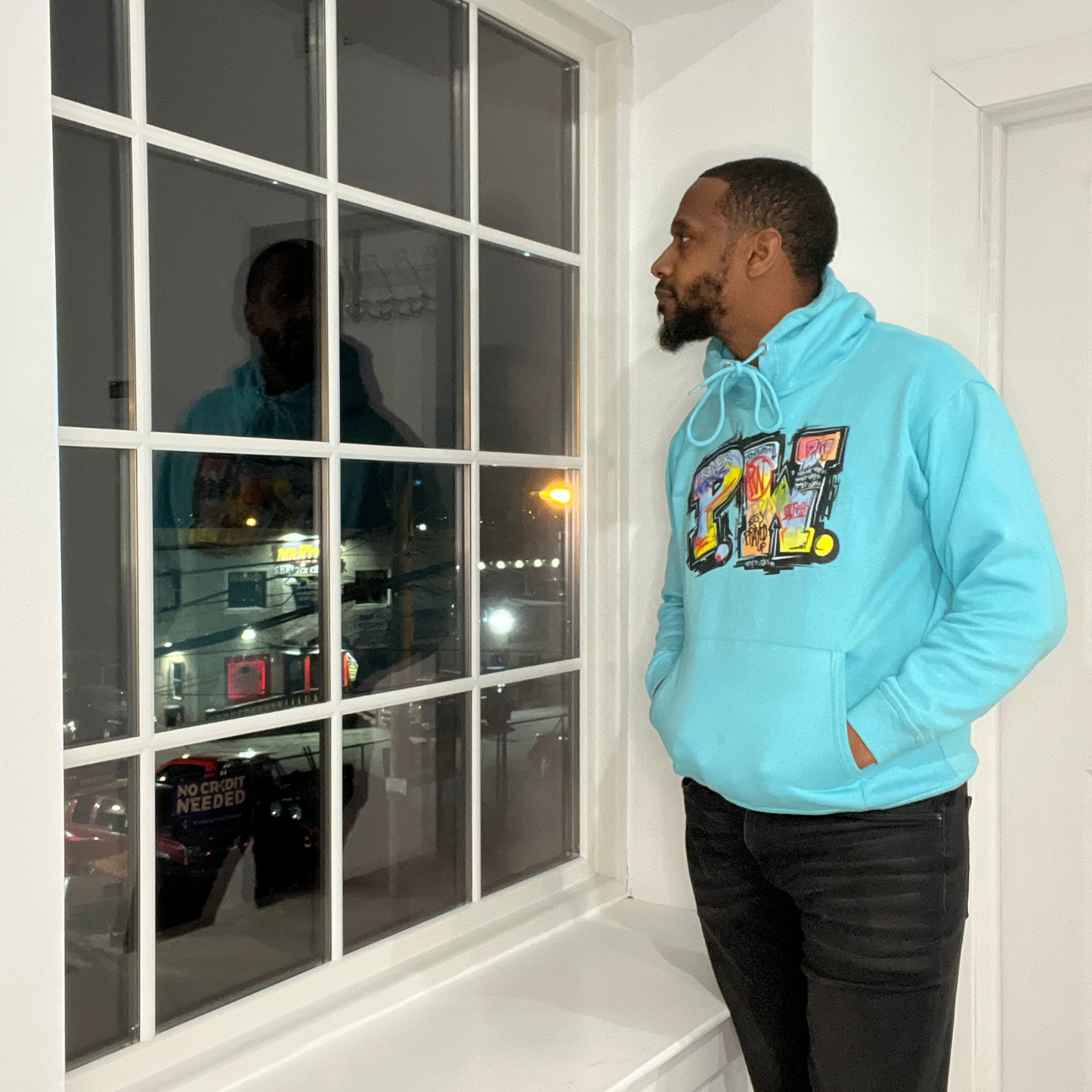PW Graffiti Hoodie - Bright Blue