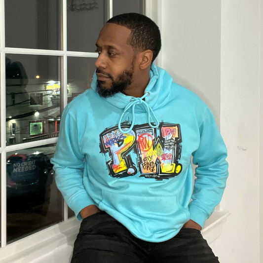 PW Graffiti Hoodie - Bright Blue