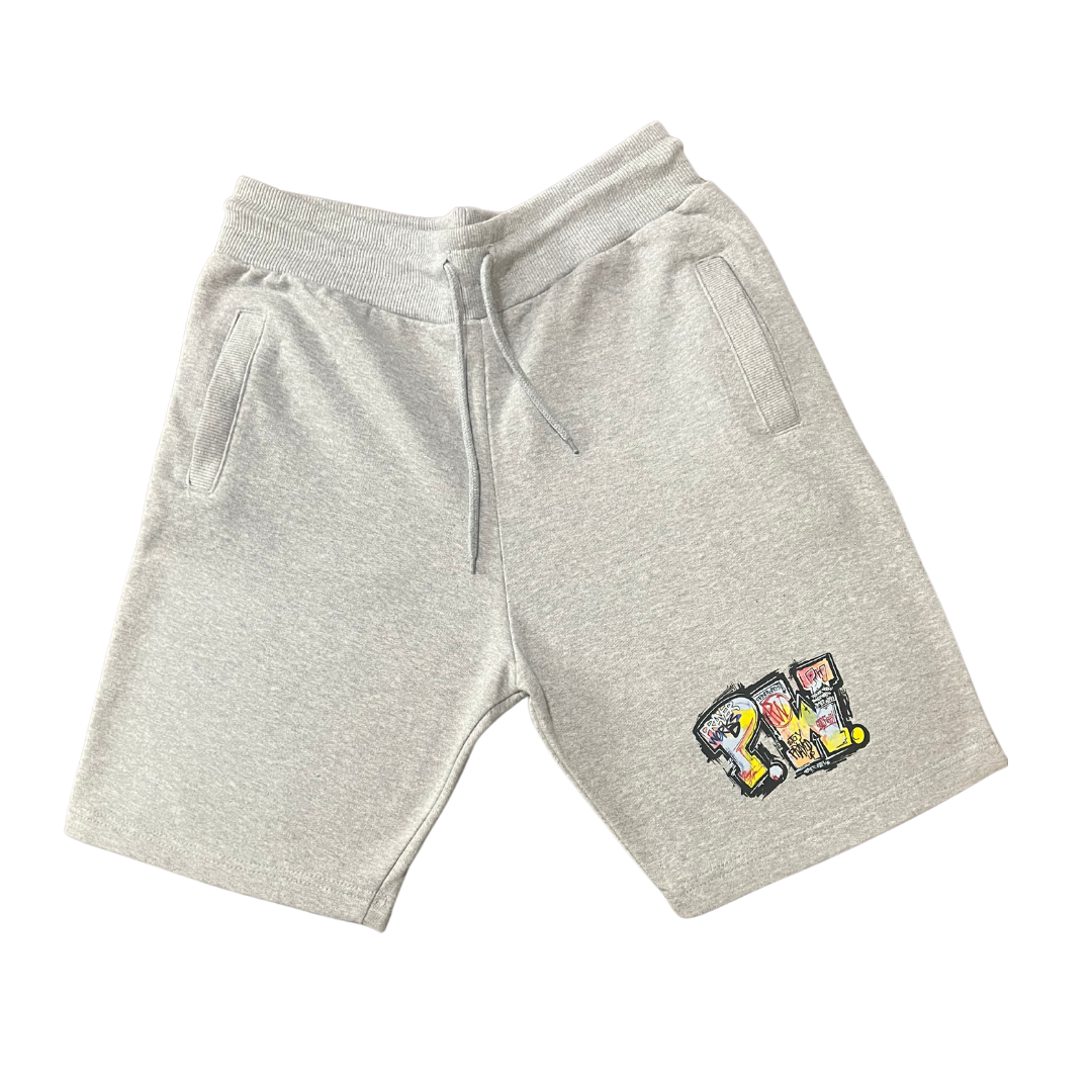 PW Graffiti Shorts -Unisex -Grey