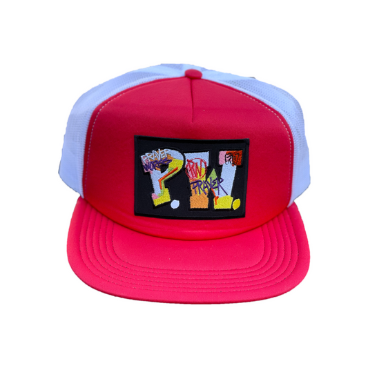 PW Grafitti - Trucker Snapback- Red & White